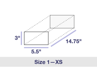 Extra Small PO Box, Size 1, diagram: 3\