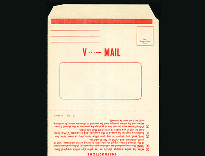 A colorful image featuring a V-Mail envelope.