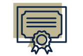 An illustration of a certificate with a ribbon.