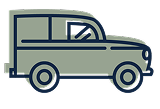 An illustration of a green mail truck.