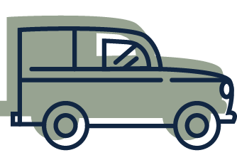 An illustration of a vintage postal vehicle.
