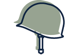 An illustration of a combat helmet.
