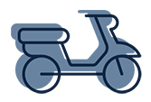 An illustration of a moped.