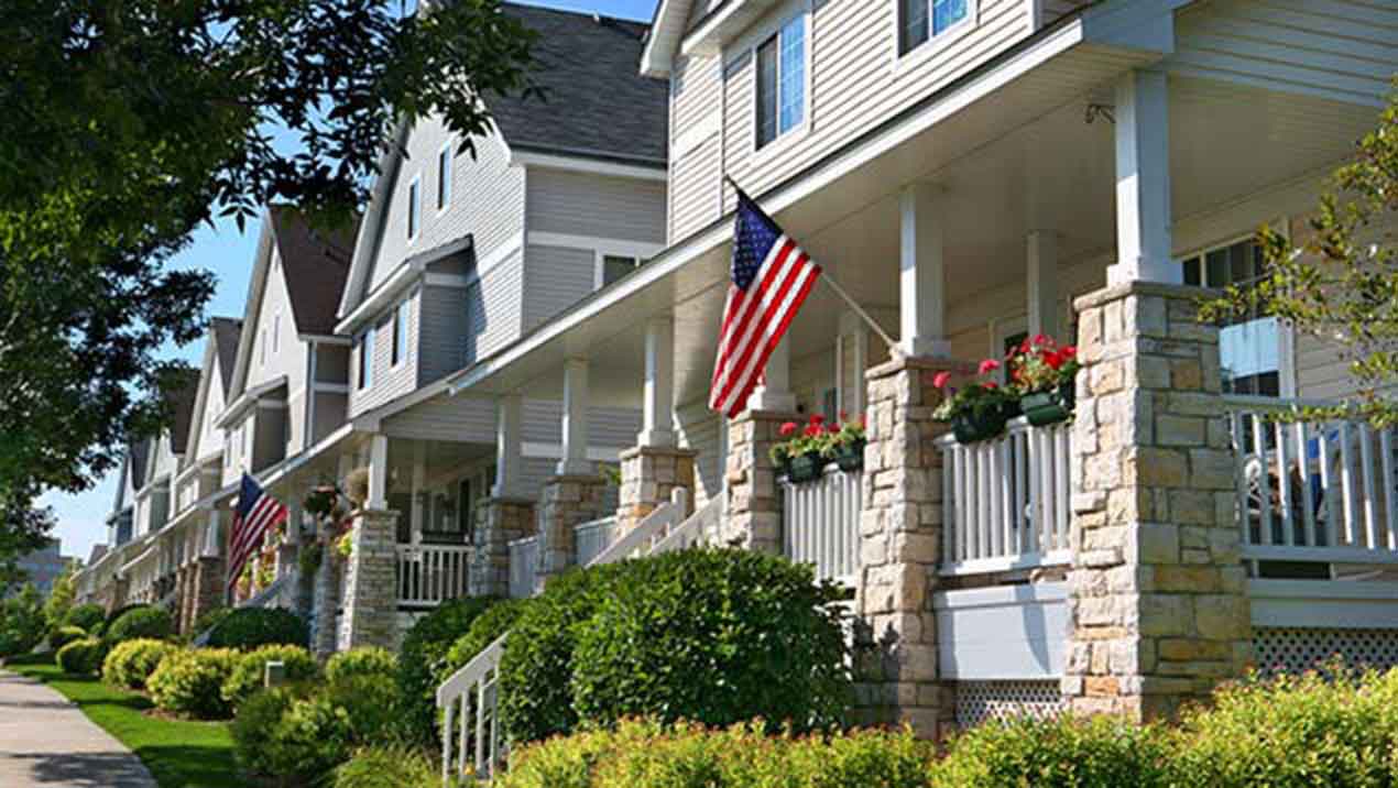 Two houses in a suburban neighborhood.