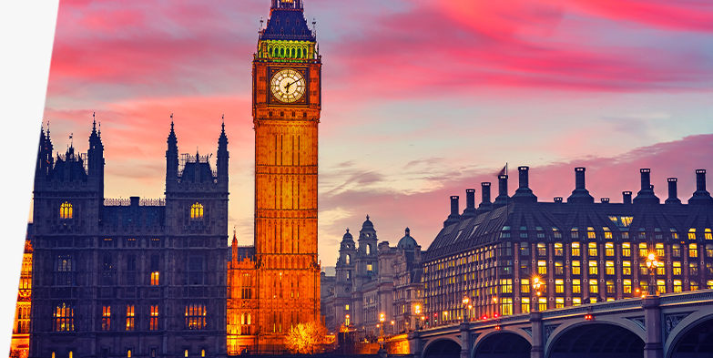 London skyline featuring Elizabeth Tower (Big Ben).