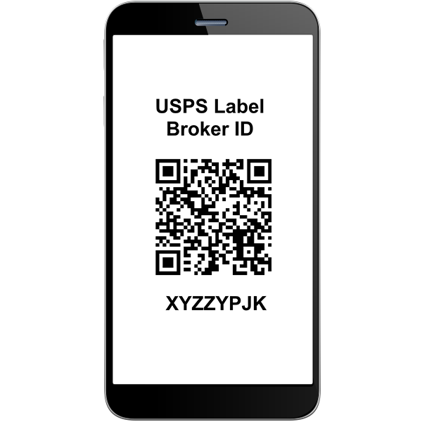 image of a phone showing the USPS Label Broker code.