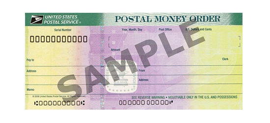 Sample Postal money order