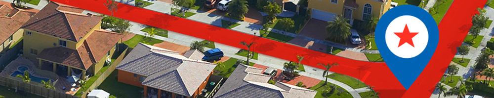Image of a residential neighborhood with the EDDM application.