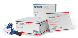 Various packing supplies and free boxes available from the Postal Store.