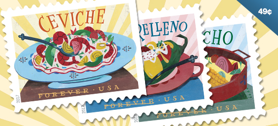 Image of delicioso stamps along with price.