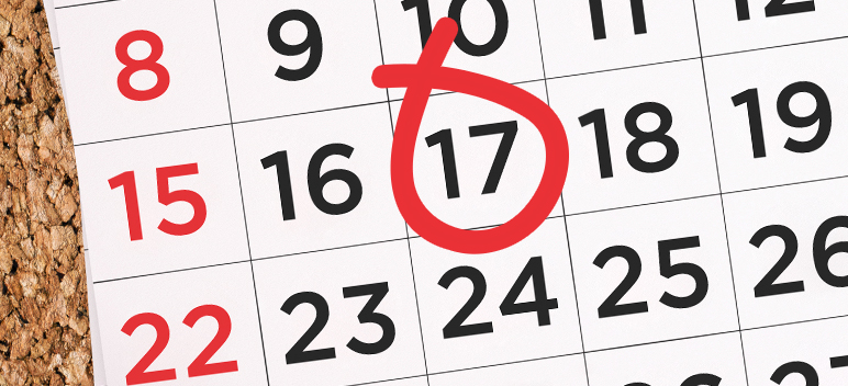 Image of a calendar with the tax deadline circled in red.