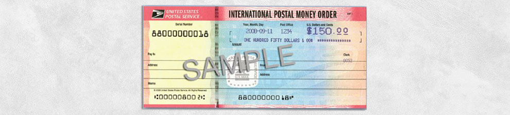 Sample international money order.