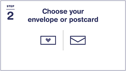 第 2 步：Choose your envelope or postcard.