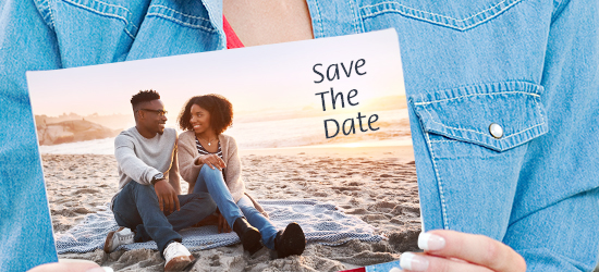 Custom Save the Date card with a personalized photo.