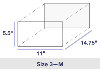 PO Box Mediano, Tamaño 3, diagrama: 5.5\
