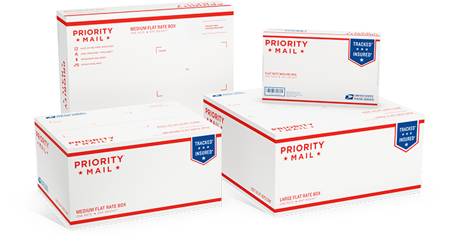 Imagen de suministros para Priority Mail International.