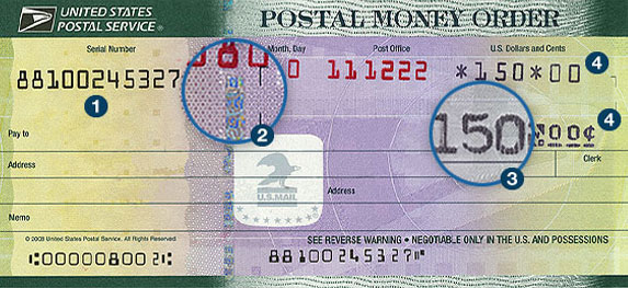 Fake Money Order Image showing fake described in section How to Spot a Fake Money Order