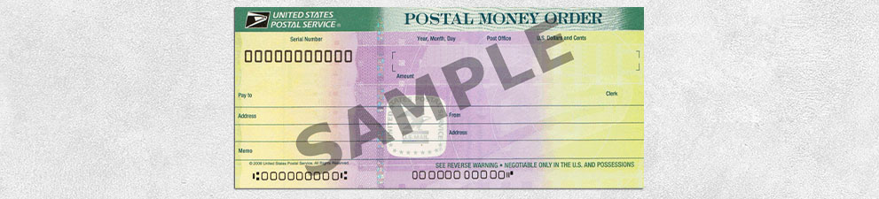 邮政汇票样本的图片。