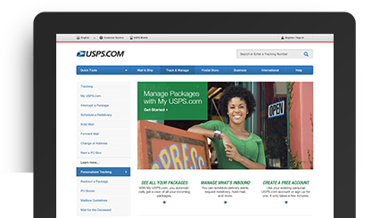 Photo of USPS.com on a tablet