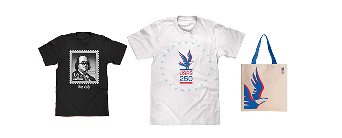 Celebrate 250 Years of Delivering merch and Forever Stamps available in The Postal Store.