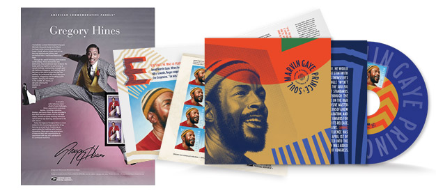Gregory Hines and Marvin Gaye collectibles.