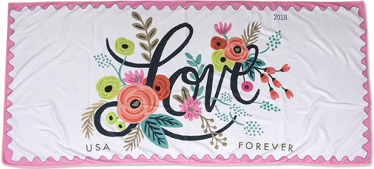 Love Stamp Beach Towel available in The Postal Store.