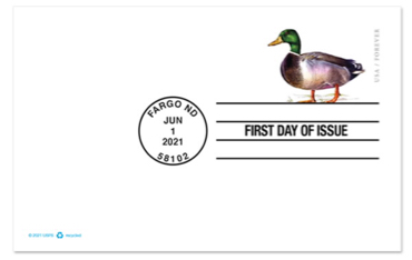 Mallard duck stamp on First Day of Issue Card.