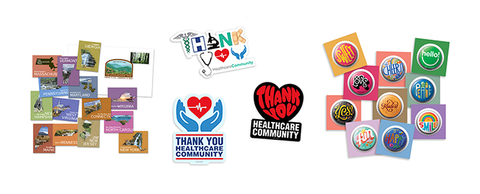 Colorful sticker available in The Postal Store.