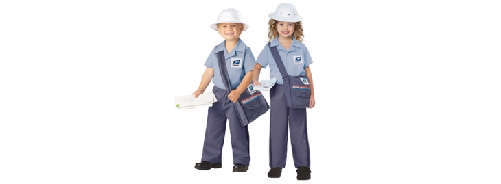 Kid Costumes available in the Postal Store.