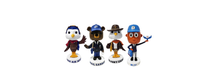 Collectible bobbleheads available in the Postal Store.