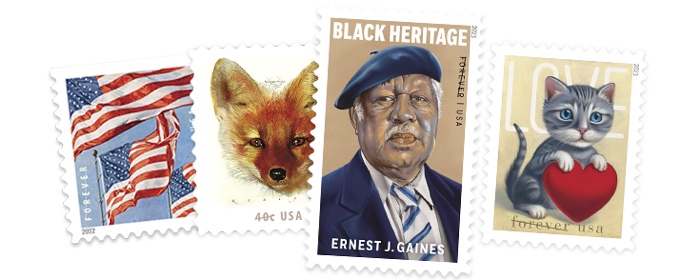 Stamps available from the Postal Store.