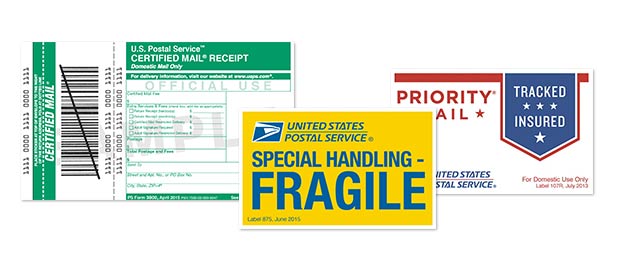 Mail and package forms and labels available through the Postal Store.