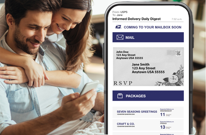 An Informed Delivery preview email on a smartphone.