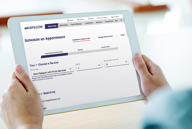 Tablet open to the Schedule an Appointment application.