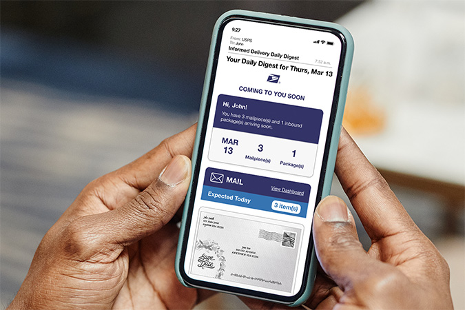 An Informed Delivery preview email on a smartphone.