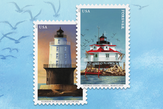 Mid-Atlantic Lighthouses Forever Stamps.