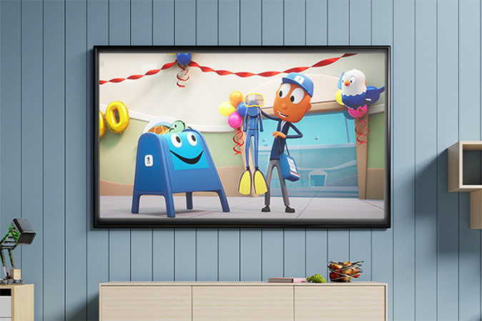 Mr. ZIP and friends on a television.