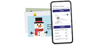 Holiday themed letters beside a smartphone with the Informed Delivery application open on it.