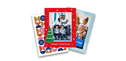 Examples of custom holiday photo cards.