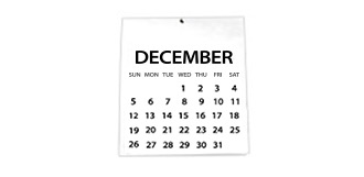 Calendar depicting the month of December.