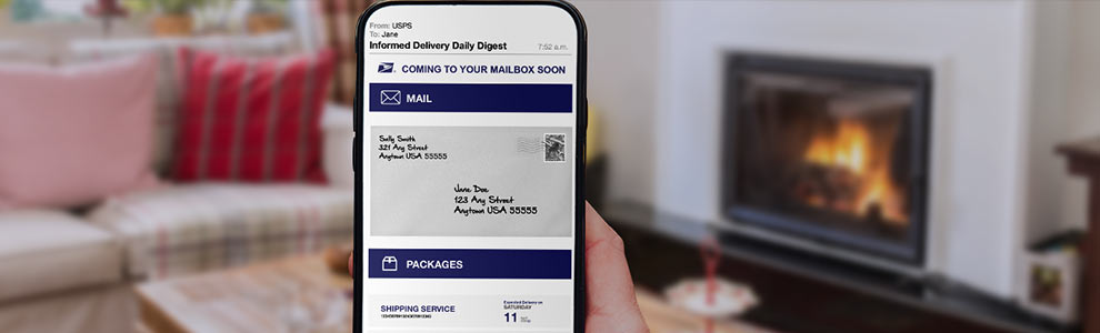 Smartphone open to the informed delivery application.