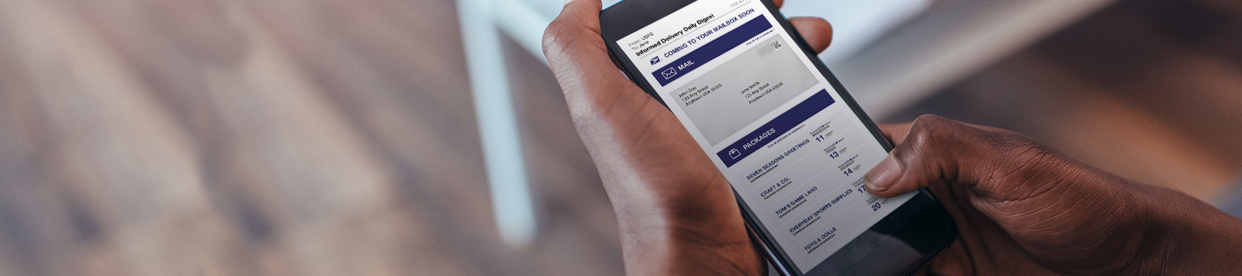Smartphone open to the Informed Delivery application.