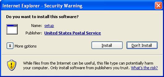 This image represents the Security Warning screenshot that may appear prior to Installing Shipping Assistant. Click Install to continue with the installation process of Shipping Assistant