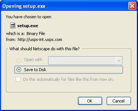 This image represents Shipping Assistant Installation dialog when installing via Netcape 6.x or Firefox browsers. There is an Install and Don't Install button on the dialog.