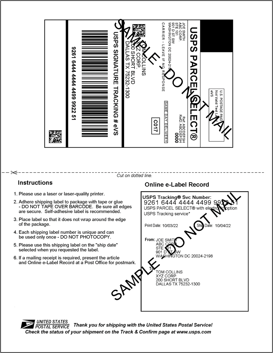 usps shipping label creation