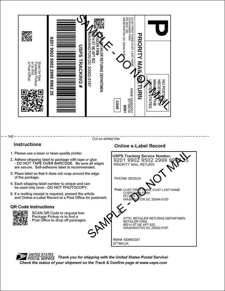 Free return label online