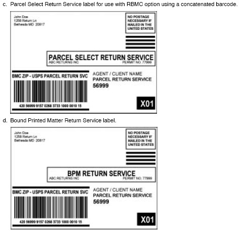 Parcel Return Services (PRS) labels