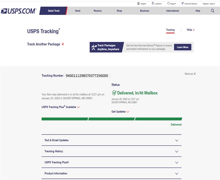 USPS Lost Tracking Number - US Global Mail