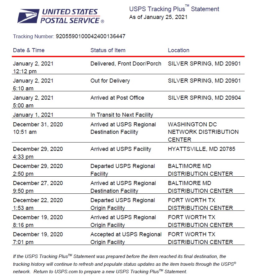 USPS Lost Tracking Number - US Global Mail