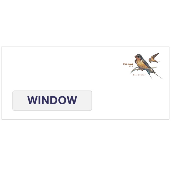 Barn Swallow Forever 10 Window Stamped Envelopes (WAG)